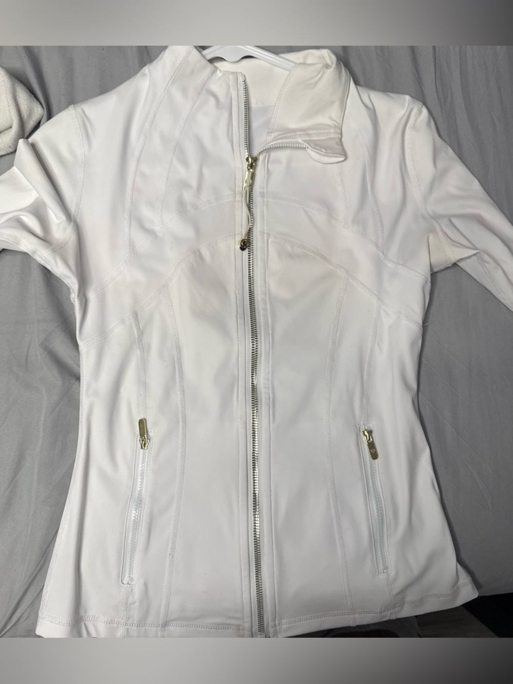 White and gold lululemon define jacket